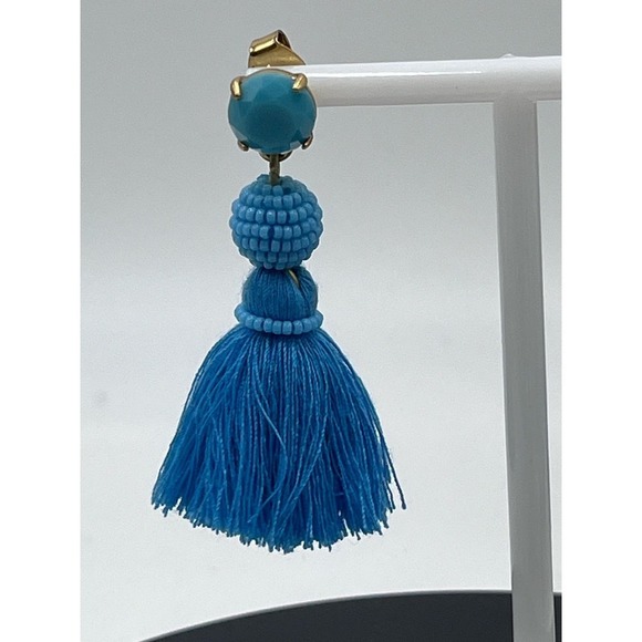 J. Crew Blue Rhinestone and Tassel Drop Pierced Earrings - Picture 10 of 11